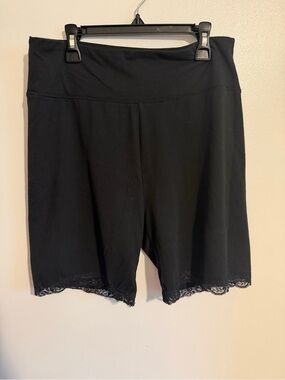 American Eagle Outfitters Black Lace-Trim Bike Shorts